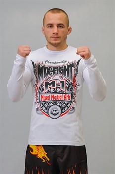 Футболка с длинным рукавом М-1 Mix Fight белая - в стойке