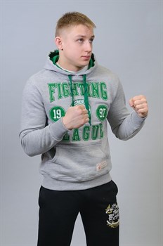 Толстовка M-1 Fighting League серо-зеленая - в стойке боком