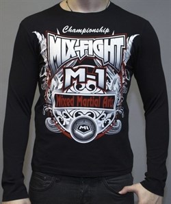 Футболка с длинным рукавом М-1 Mix Fight черная - вид спереди