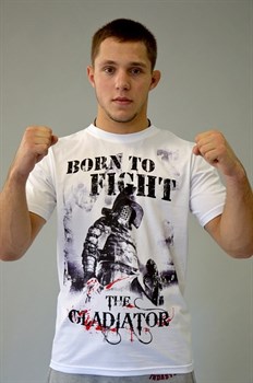 Футболка М-1 Гладиатор Born to Fight белая - в стойке