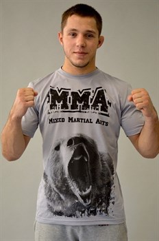Футболка М-1 Медведь MMA серая - в стойке