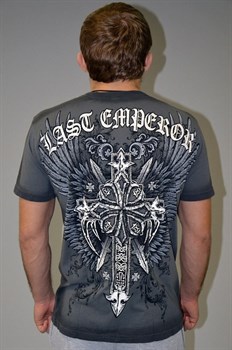 Футболка Last Emperor Affliction The Pain серая - вид сзади