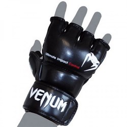 Перчатки ММА Venum Impact MMA Gloves - Skintex Leather Black - фото 8277