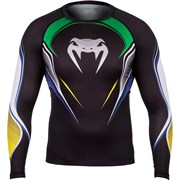Компрессионная футболка Venum Brazilian Hero Black/Yellow/Green L/S