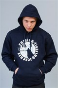 Толстовка мужская Wolf темно-синяя - руки в карманах с капюшоном