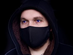 Маска для лица многоразовая тканевая льняная черная немедецинская