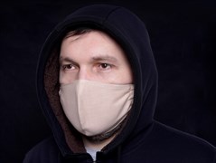 Маска текстильная многоразовая льняная бежевая