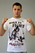 Футболка М-1 Гладиатор Born to Fight белая - в стойке