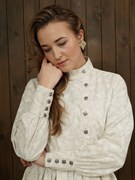 Льняное платье косоворотка Holyrus Белые Птицы