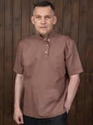 Косоворотка Holyrus Коричневый Стиль S с коротким рукавом
